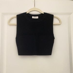 Aritzia Babaton Sculpt Knit Racer Cropped Tank Black